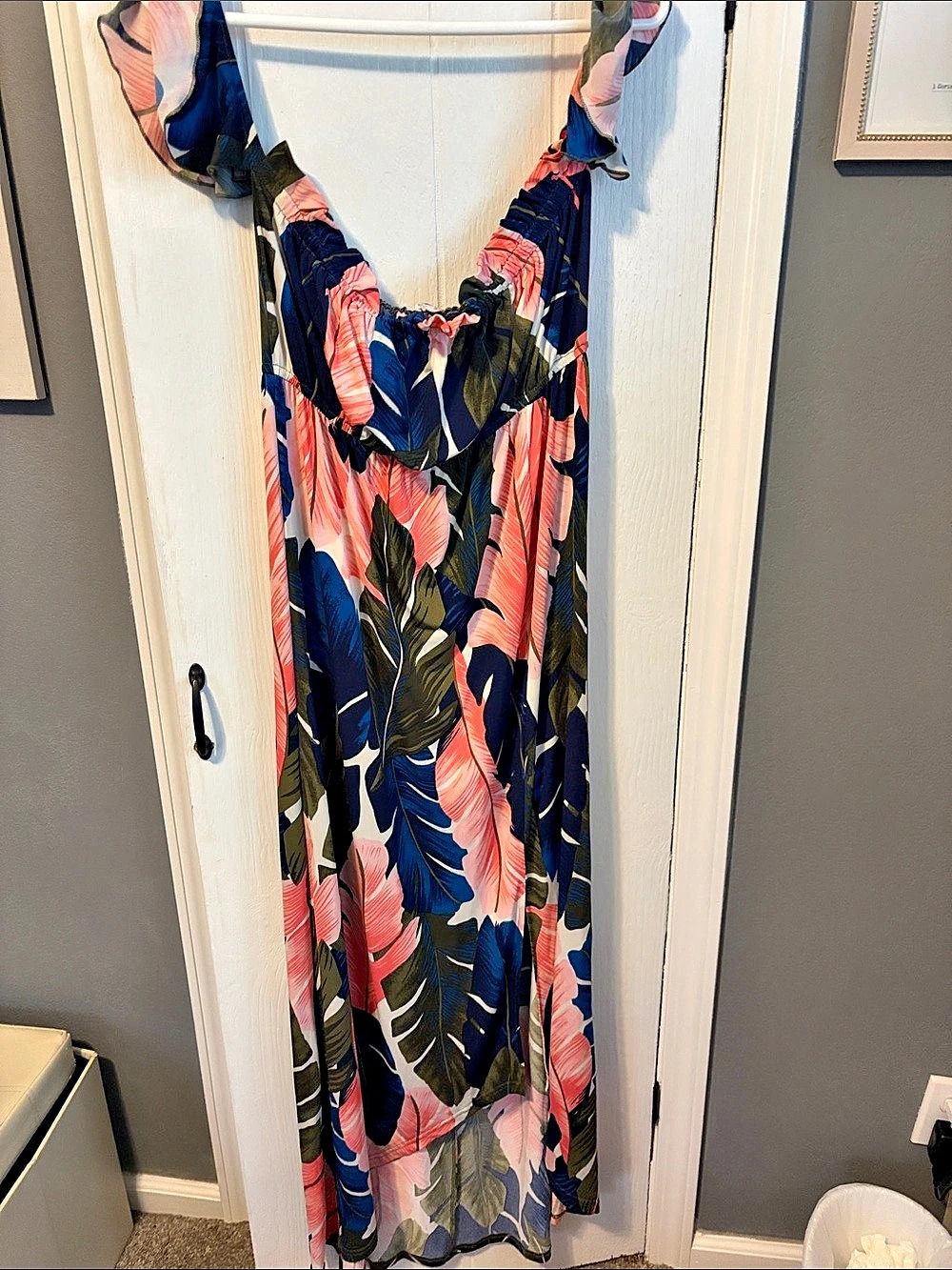 Floral Maxi Dress in Blue & Pink Like New